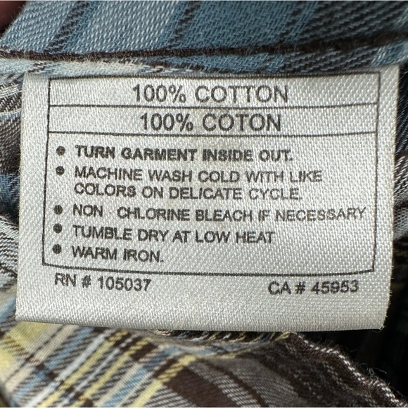 Ariat Women’s Snap Button Down Plaid Shirt Size Large - Brown / Blue / Grey - Picture 7 of 8